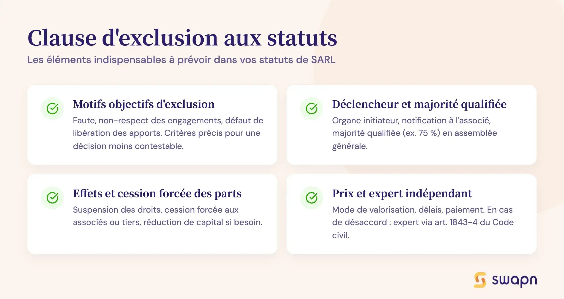 Clause d'exclusion aux statuts