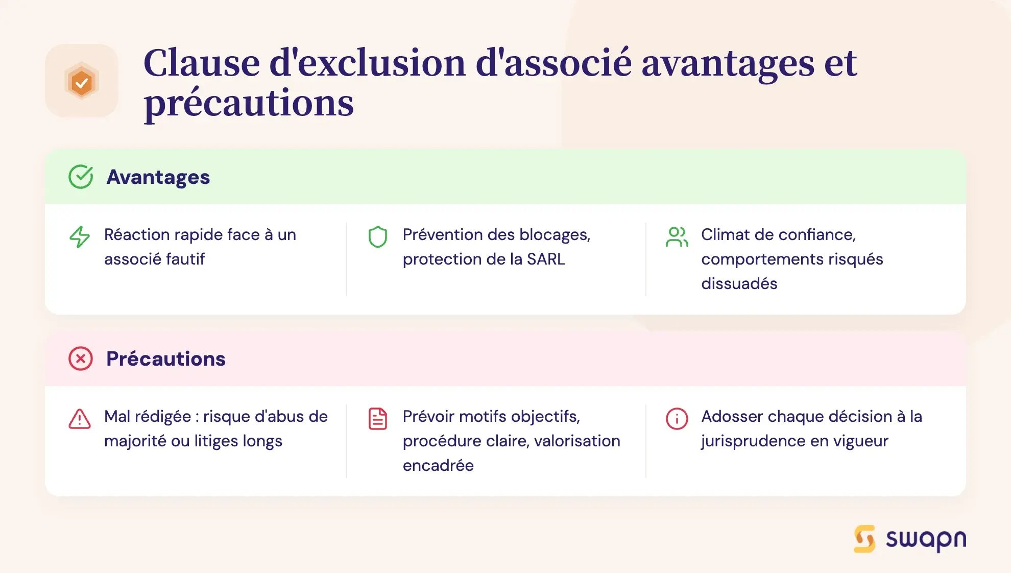 Clause d'exclusion d'associé avantages et précautions