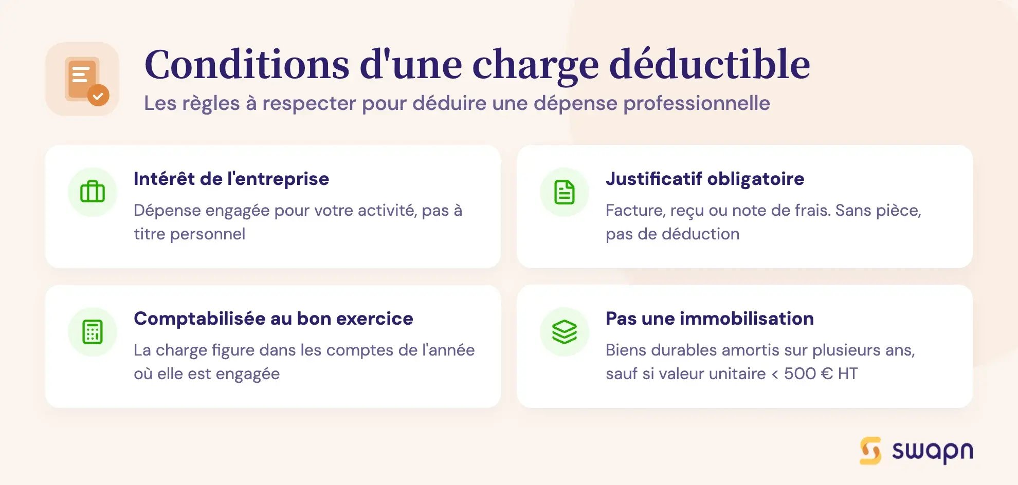 Conditions d'une charge déductible