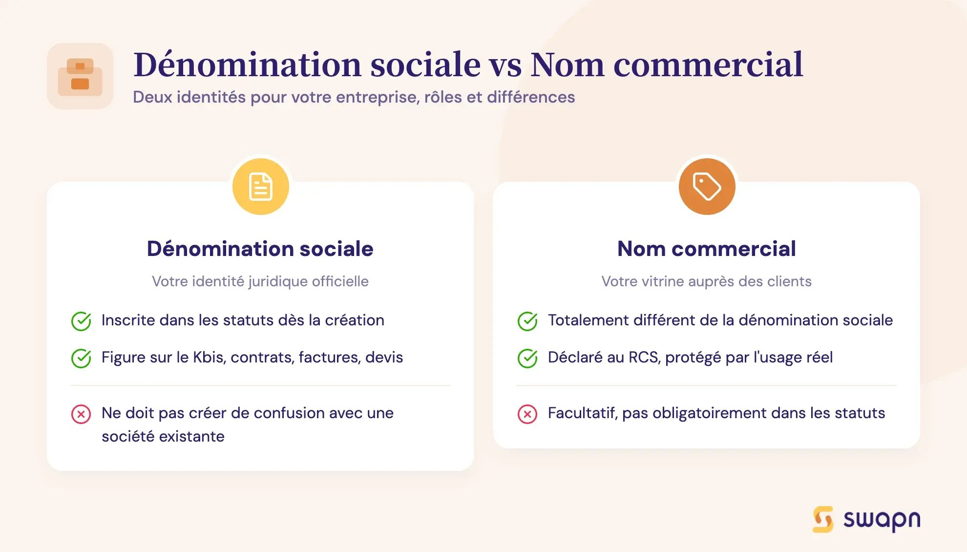 Dénomination sociale vs Nom commercial