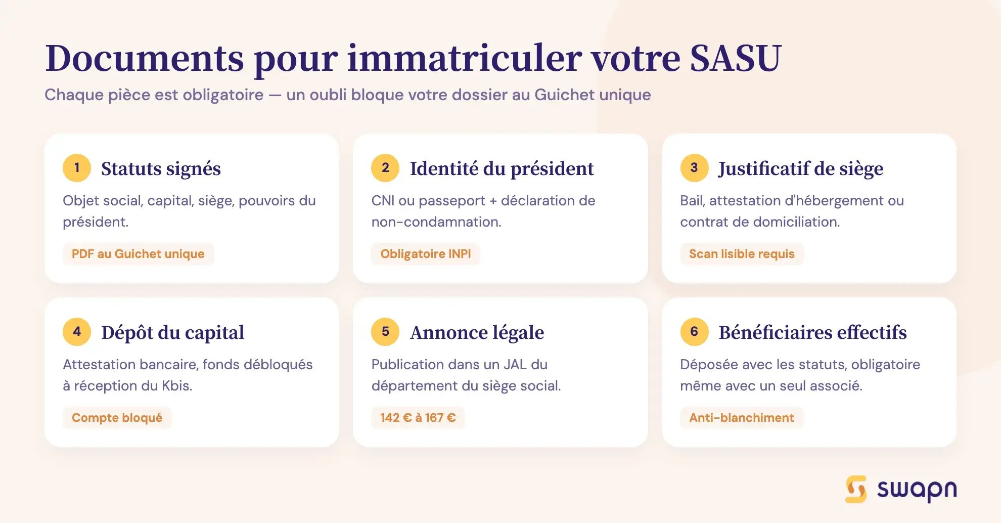 Documents pour immatriculer votre SASU