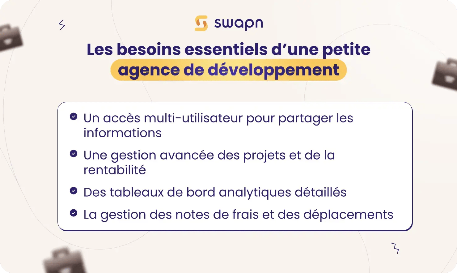 Les besoins essentiels dune petite eagence de déveleppement