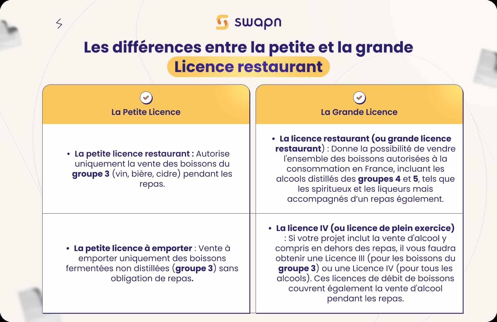 Les différences entre la petite et la grande licence restaurant