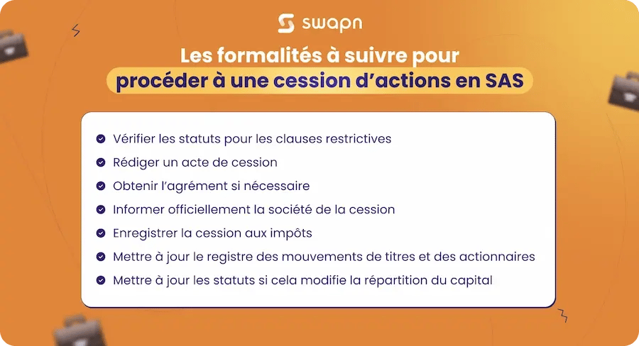 Les formalités à suivre pour procéder à une cession dactions en SAS