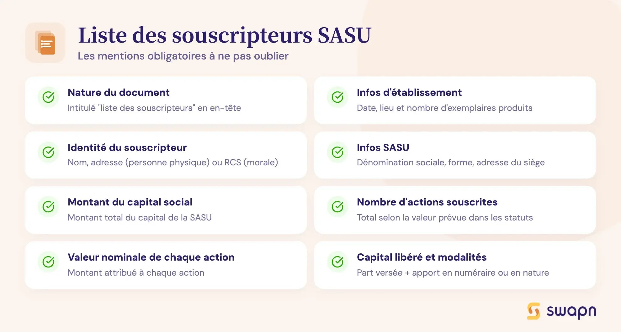 Liste des souscripteurs SASU
