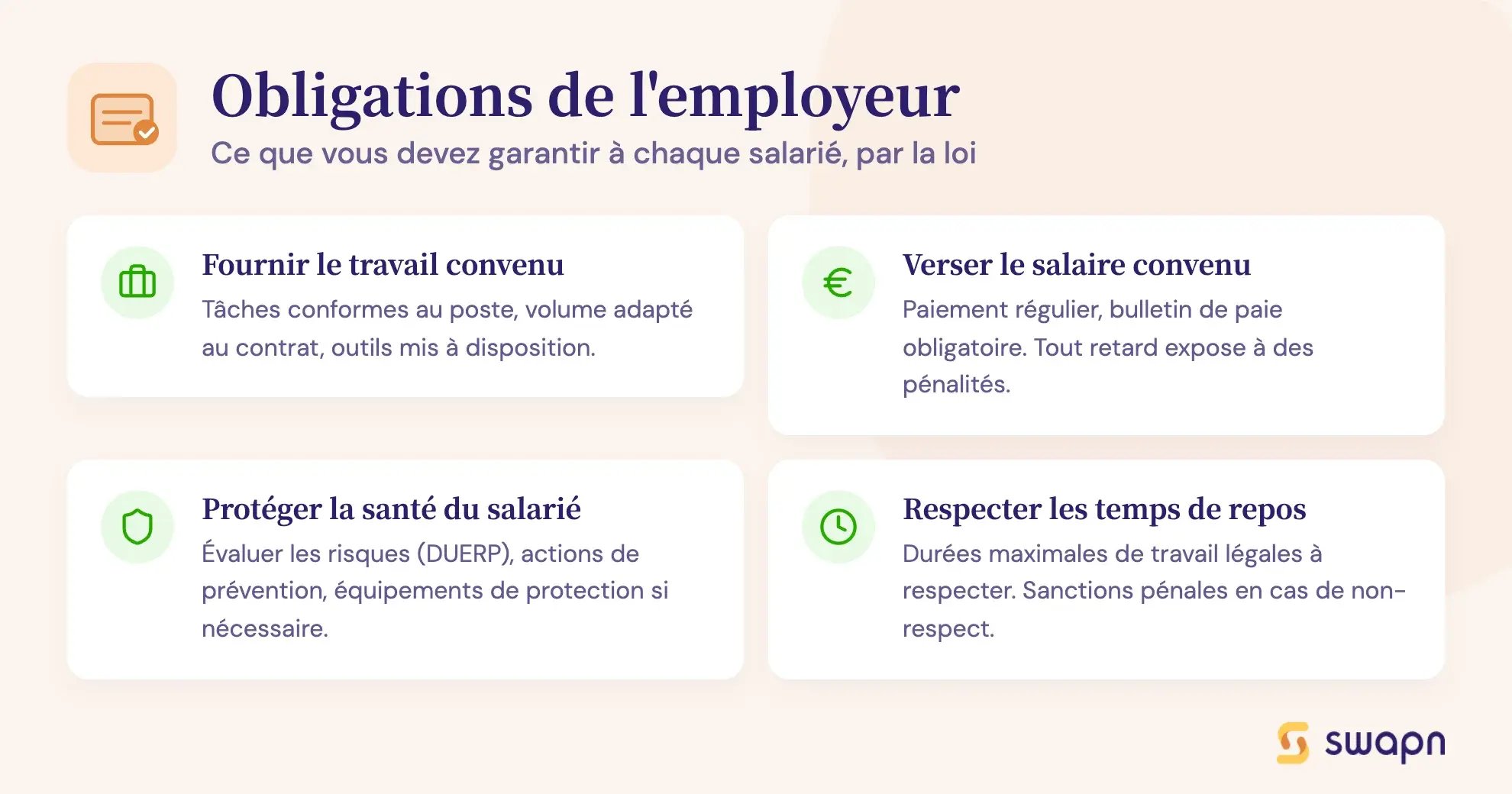 Obligations de l'employeur