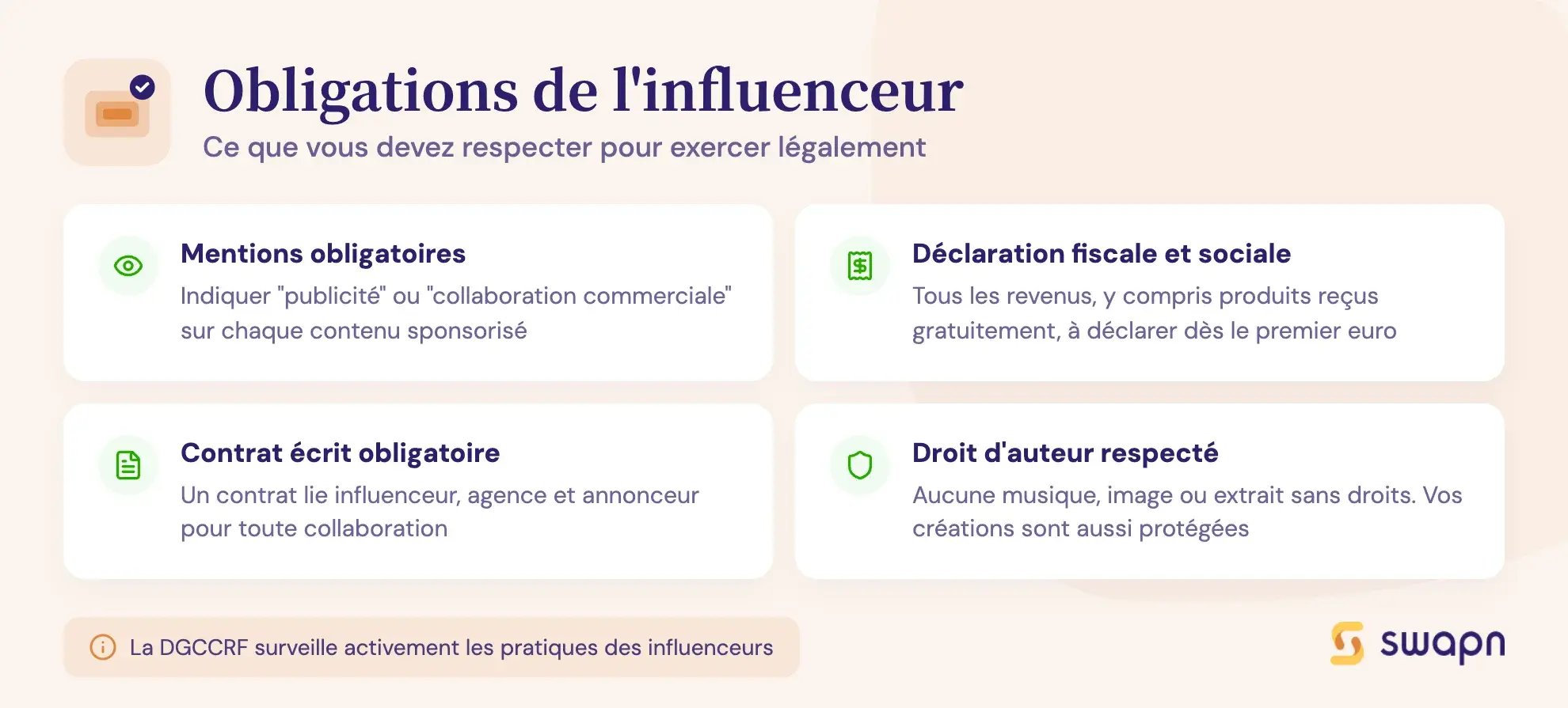 Obligations de l'influenceur