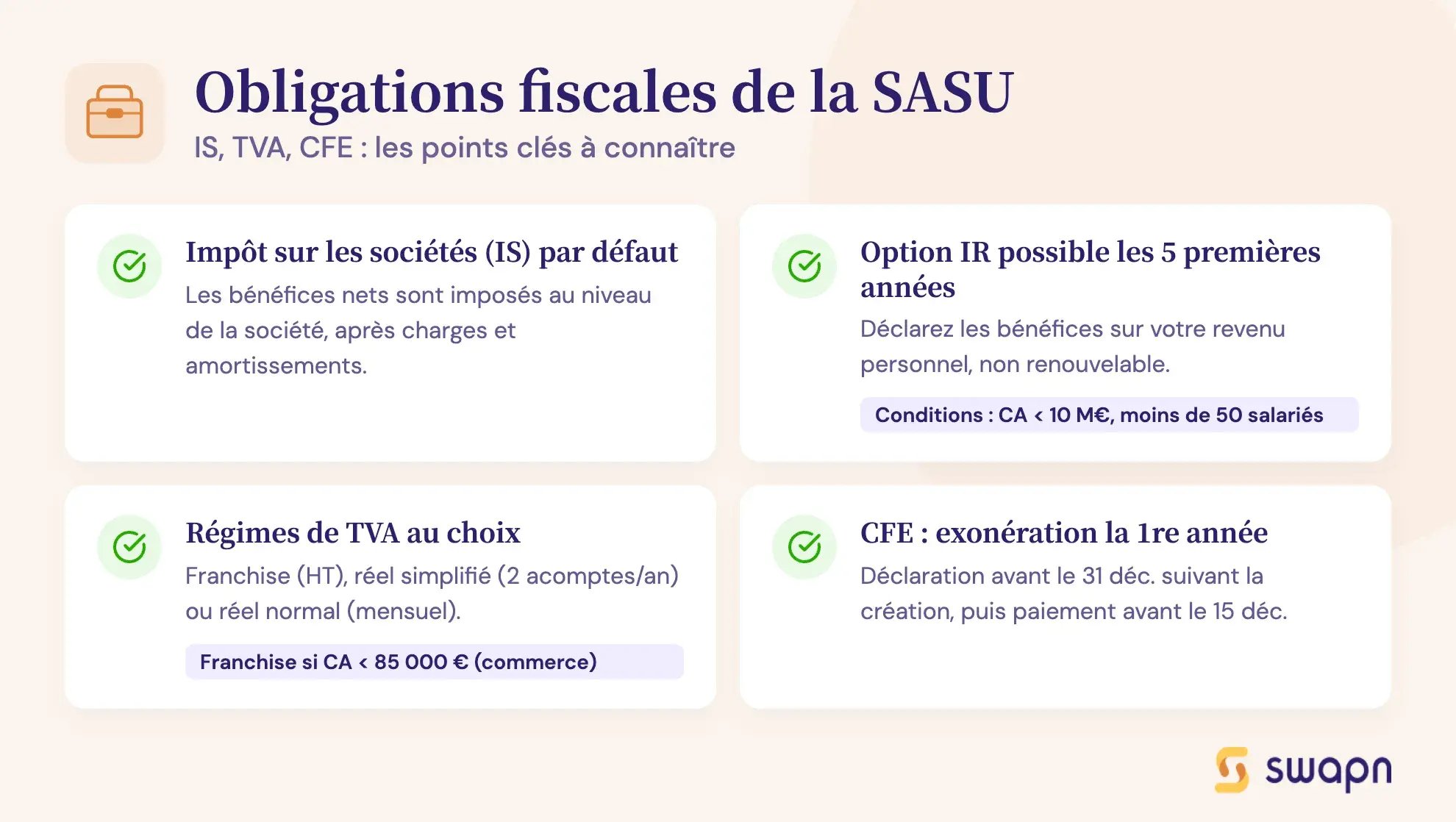 Obligations fiscales de la SASU