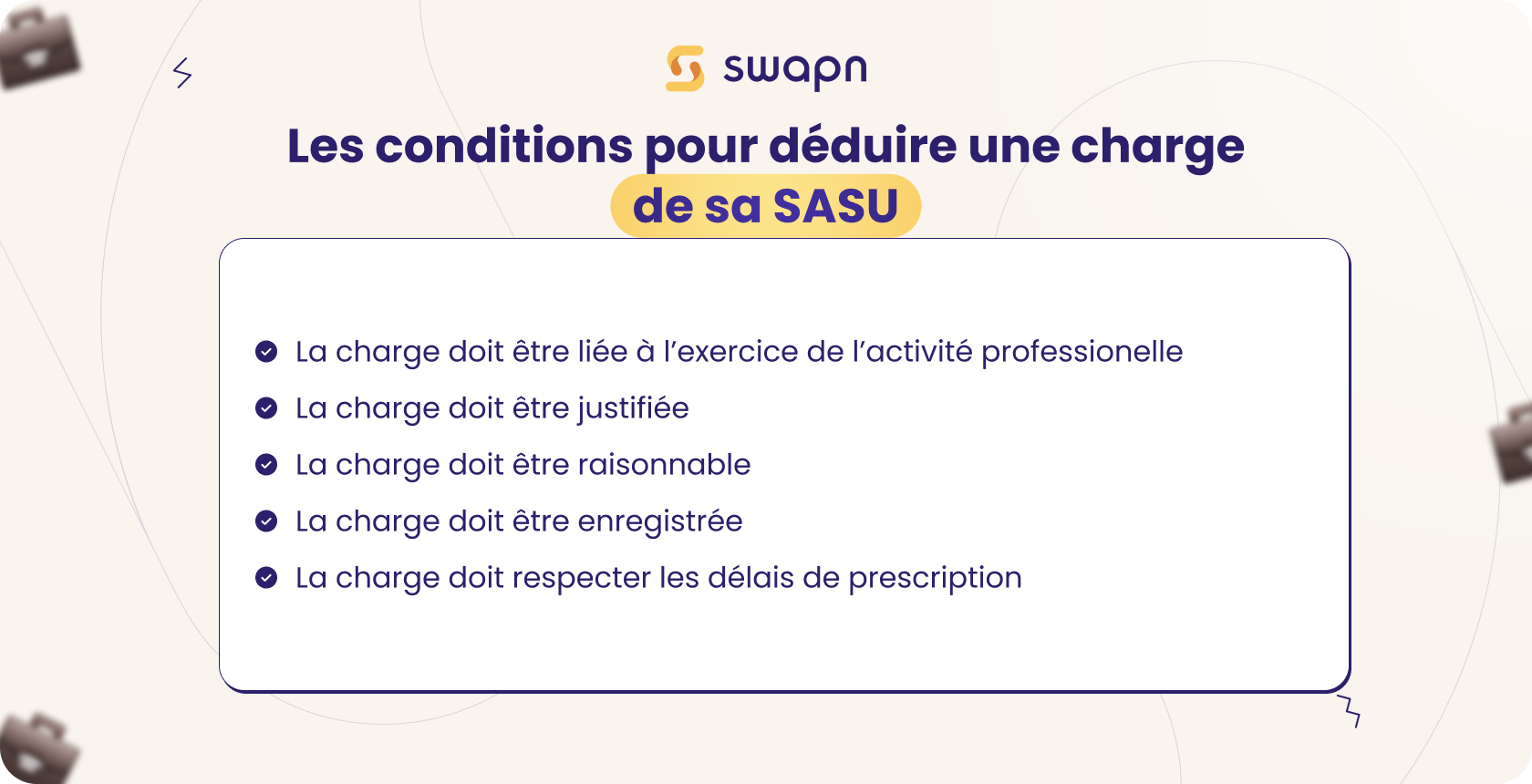 Les conditions pour déduire une charge de sa SASU