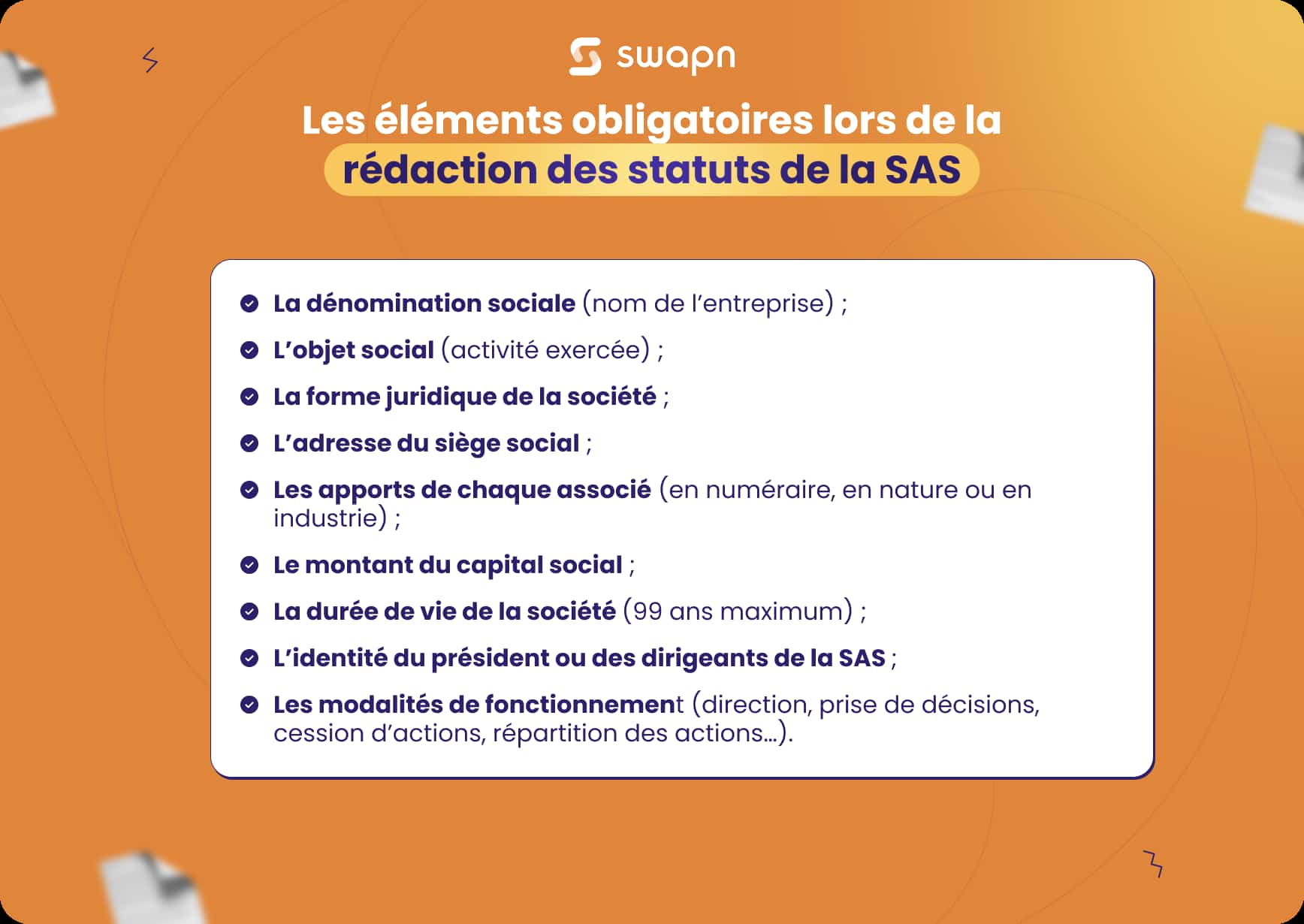 Rédiger les statuts de la SAS