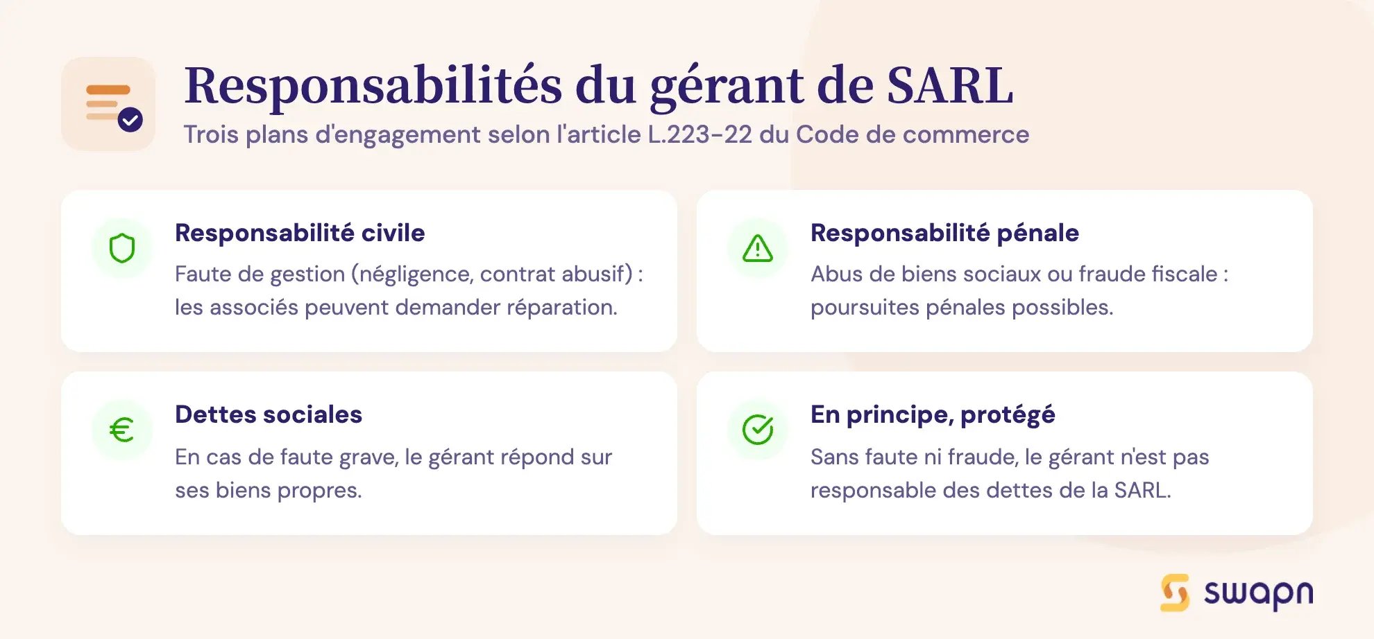 Responsabilités du gérant de SARL