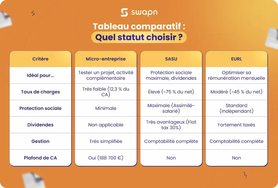 Tableau comparatif quel statut choisir