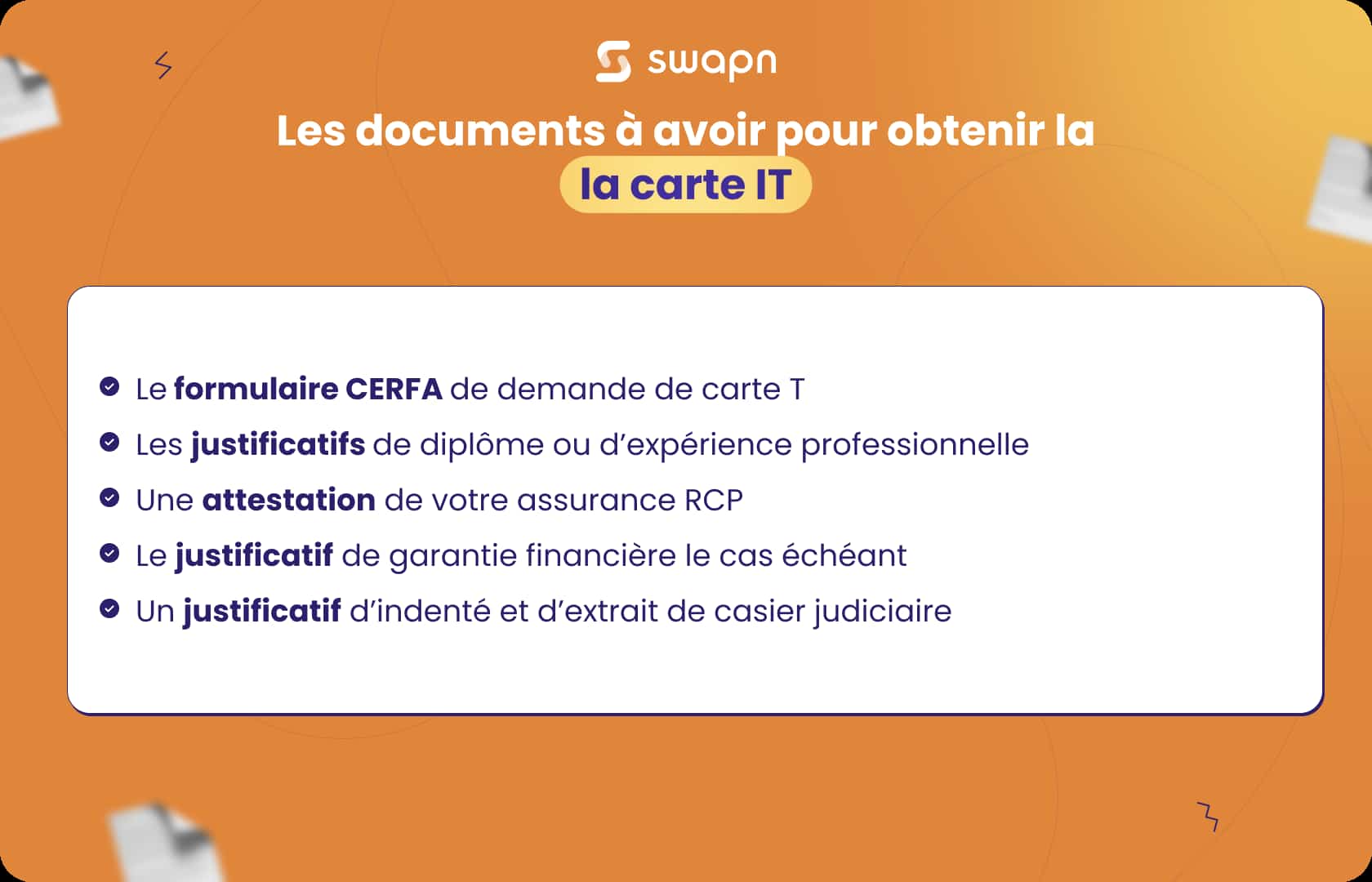 les documents à avoir pour obtenir la carte T