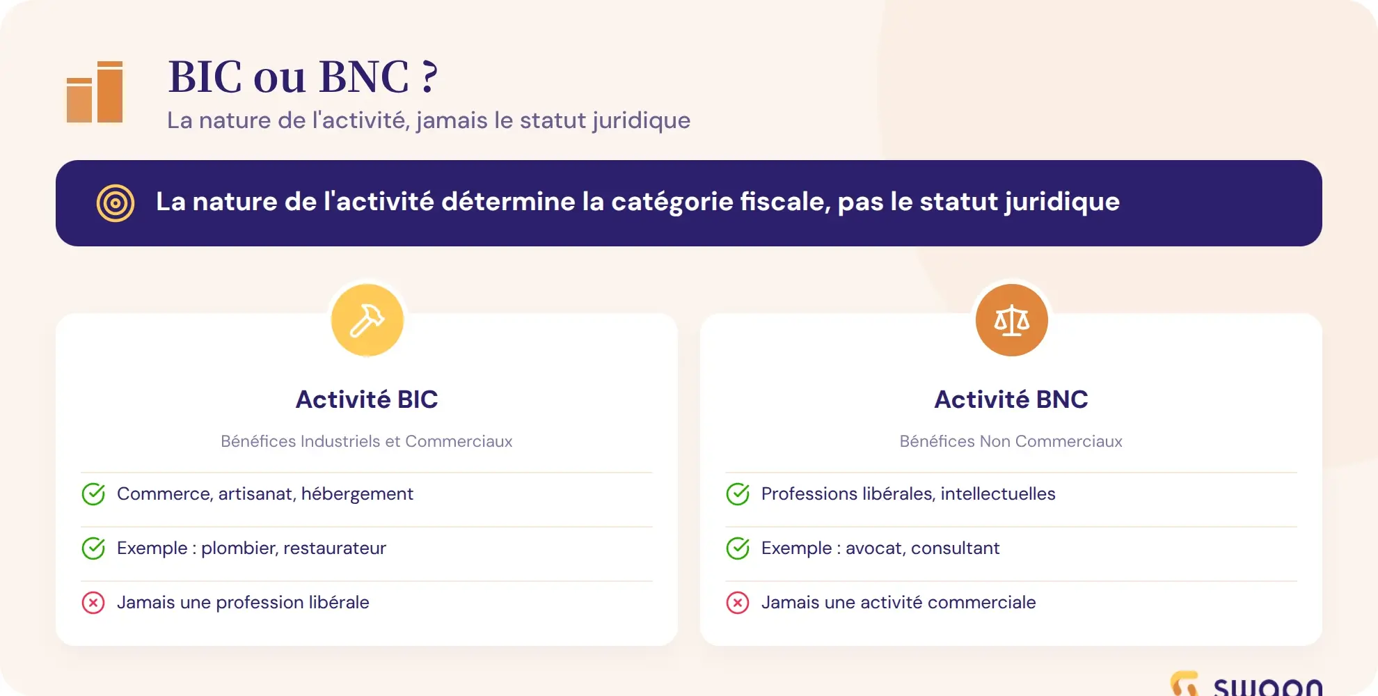 Bien distinguer activite BIC et activite BNC