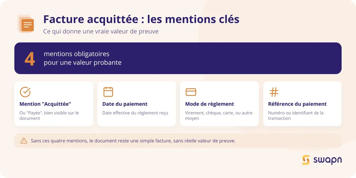 Les mentions indispensables d'une facture acquittée